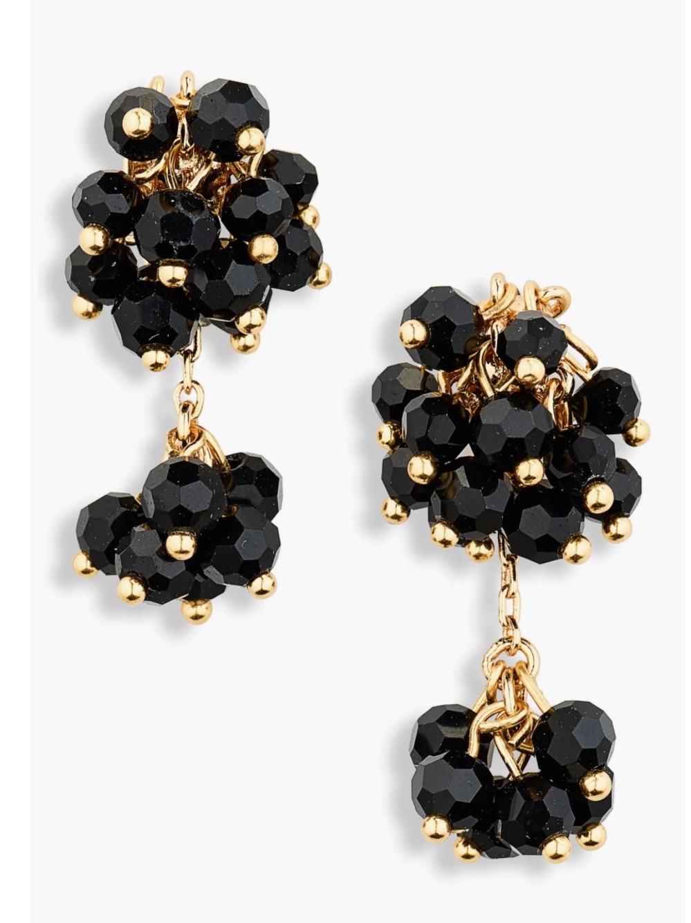 Madewell Gold Black Beaded Cluster Drop Earrings NWT
